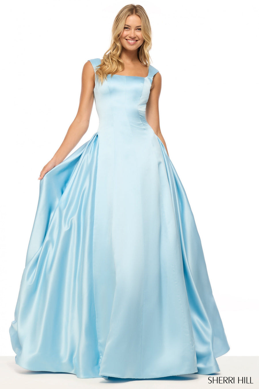 Sherri Hill style 57835 in bright fuchsia, Satin Ballgown