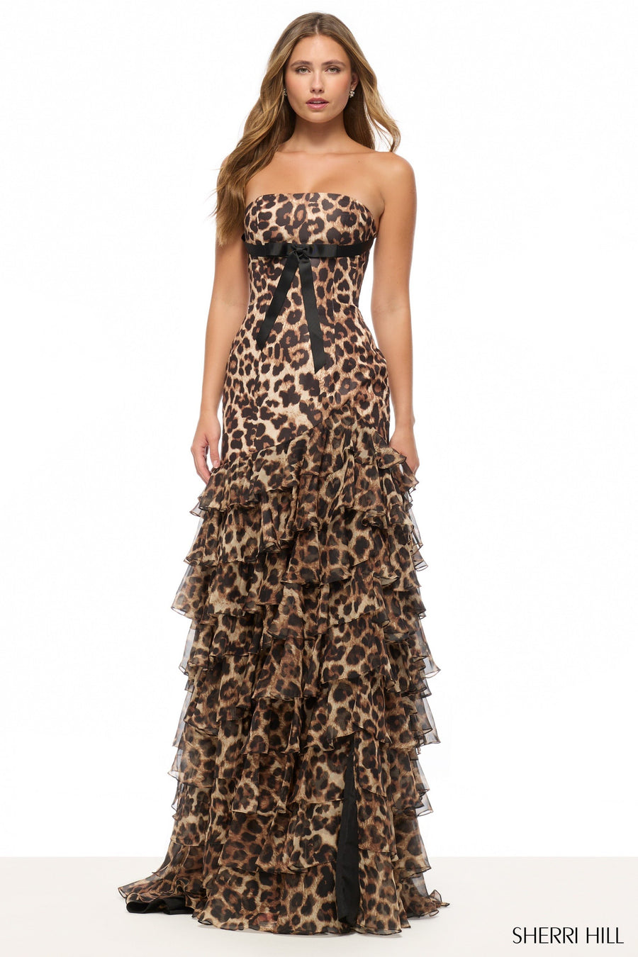 Sherri Hill style 57825 in animal print, Cheetah Print Taffeta Mermaid Gown