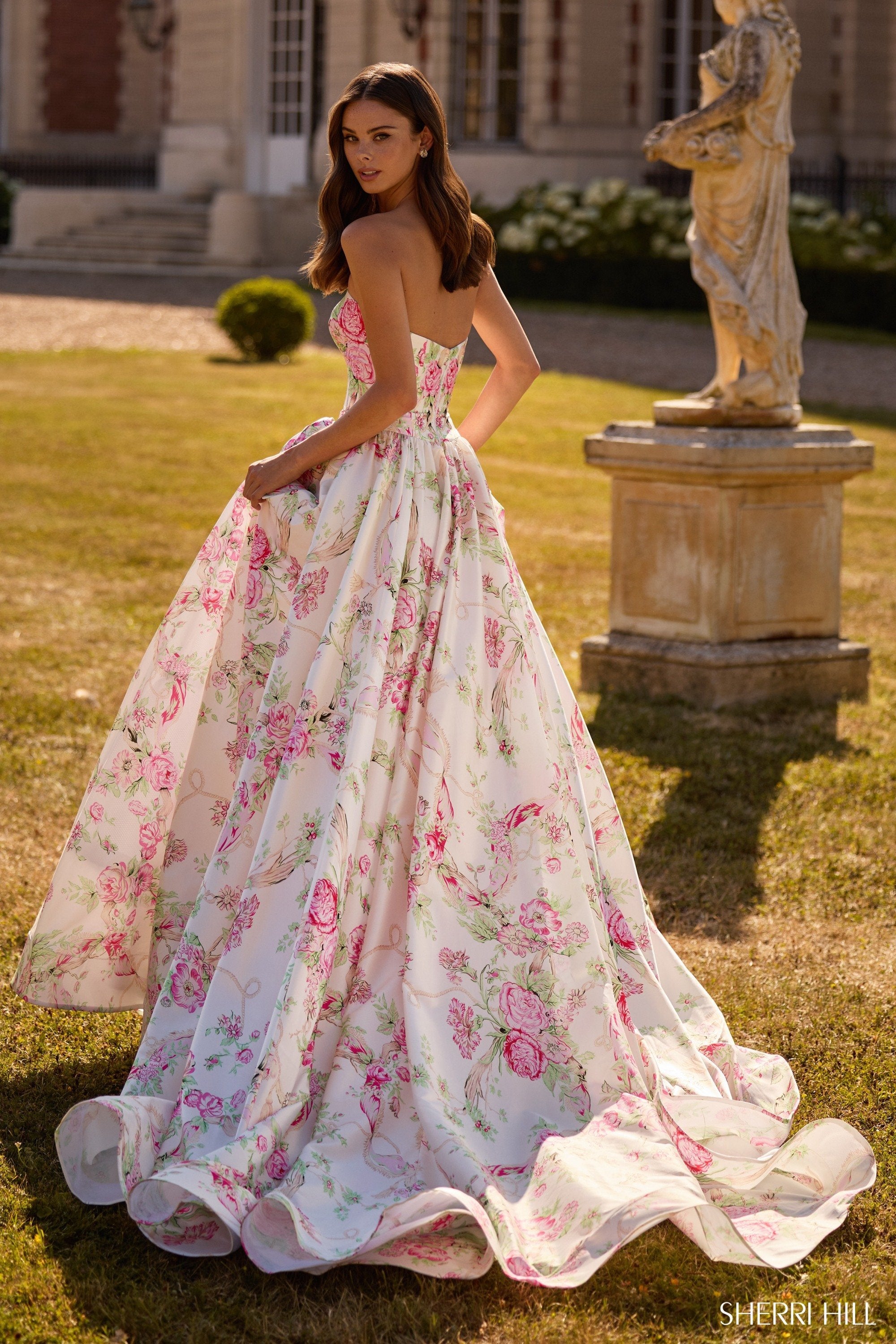 Sherri Hill 57667 | Strapless Floral Gown