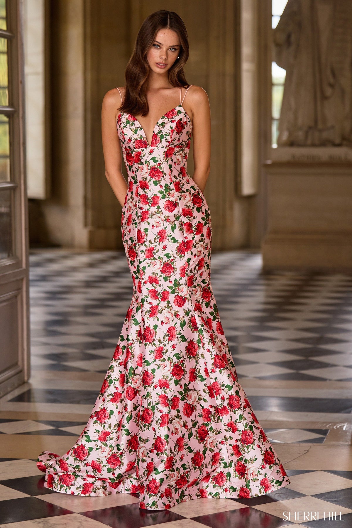 Sherri Hill 57720 fitted floral gown