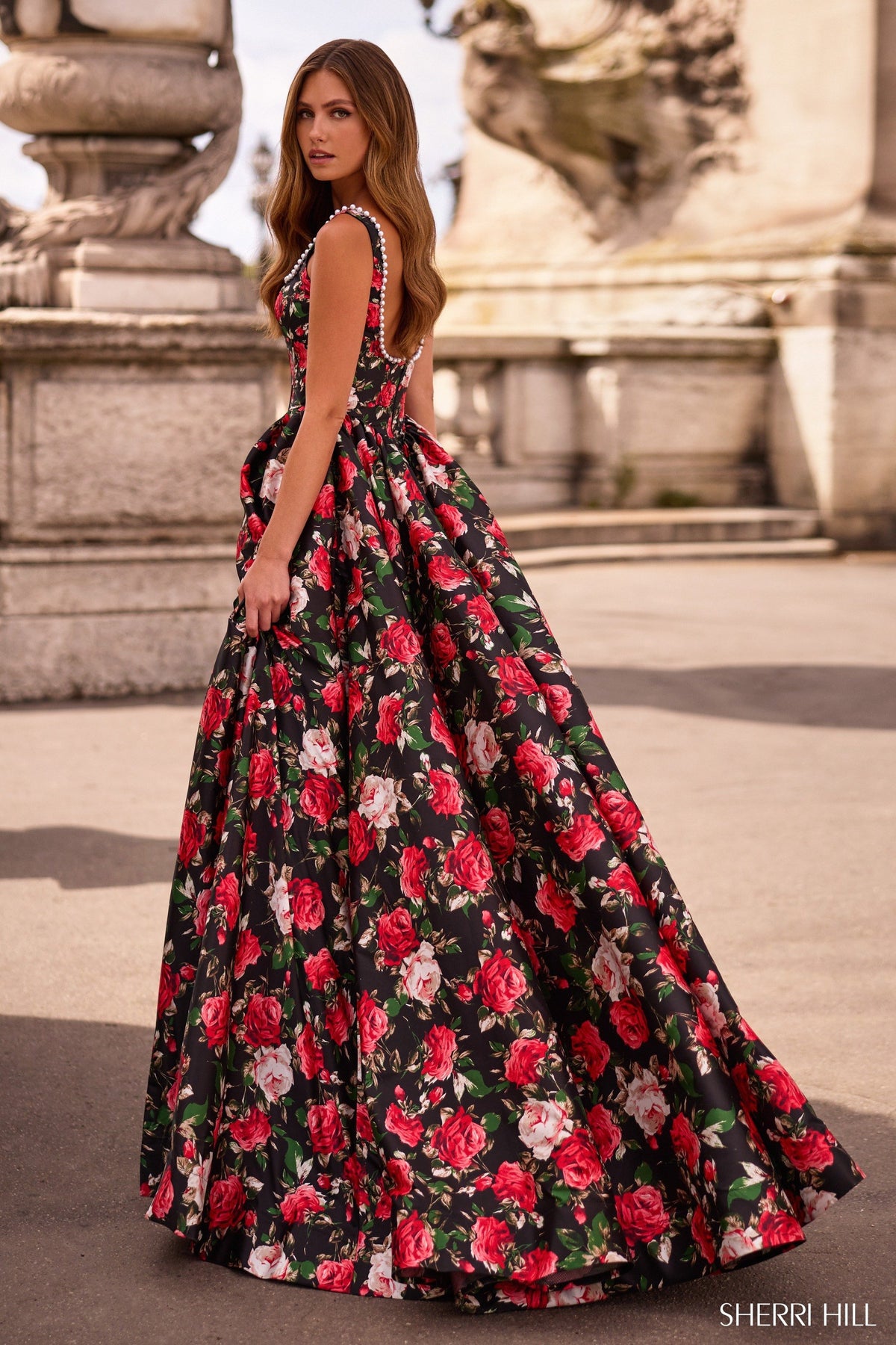 Sherri Hill 57725 floral A-line gown