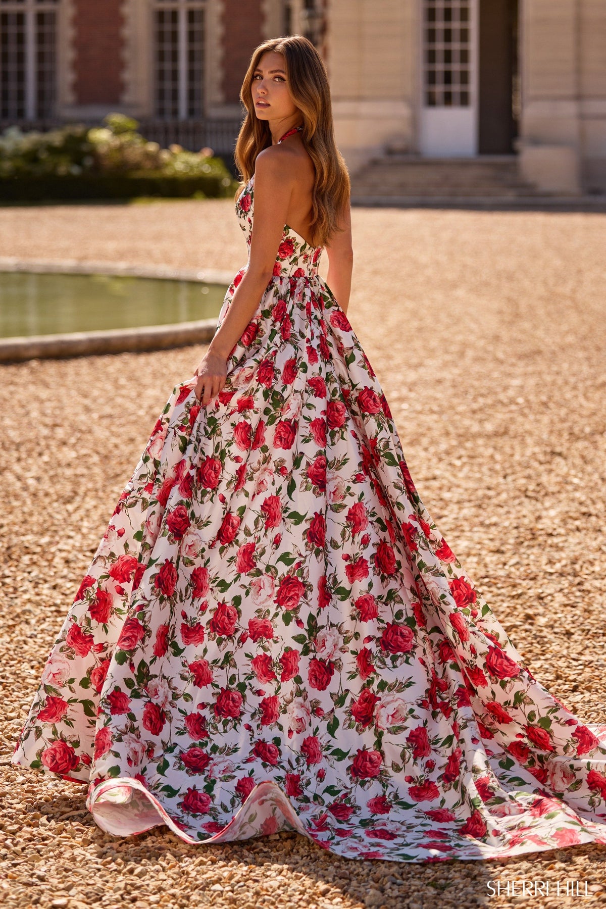 Sherri Hill 57726 halter floral gown