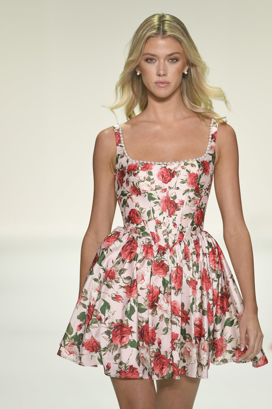 Sherri Hill style 57994 in pink print, Floral Cocktail Gown