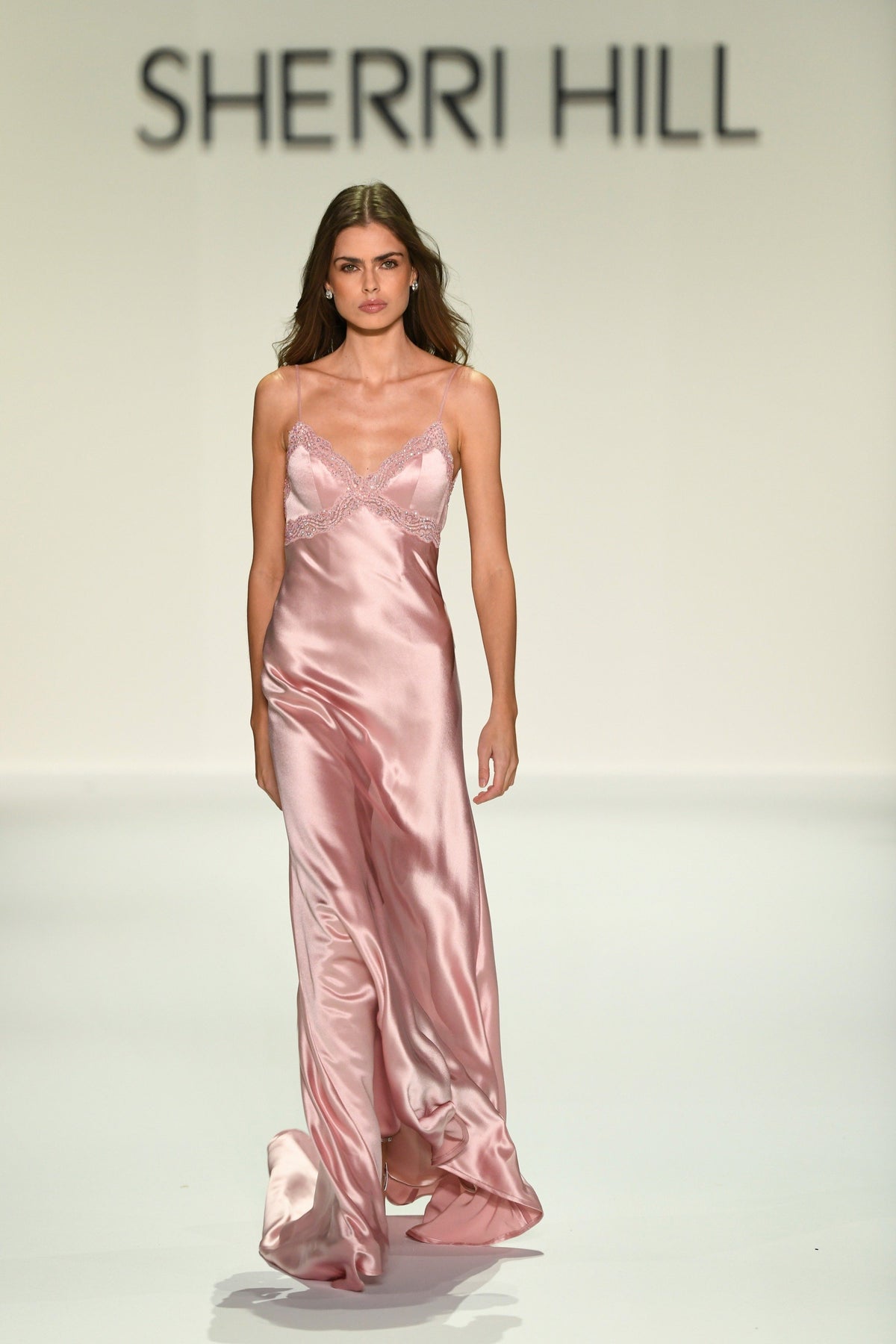 Sherri Hill 57822 satin slip gown in pink