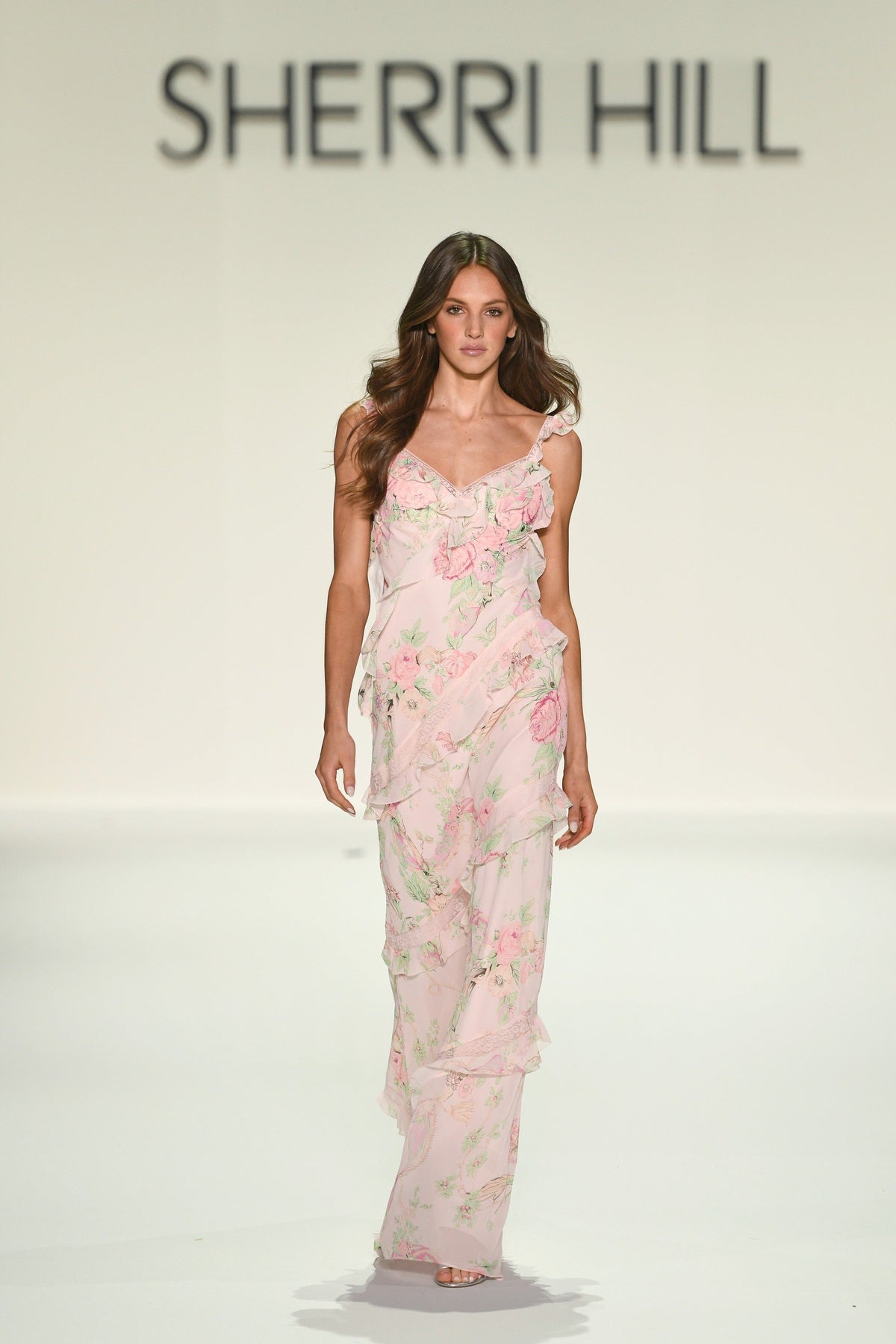 Sherri Hill 57782 floral gown in blush print