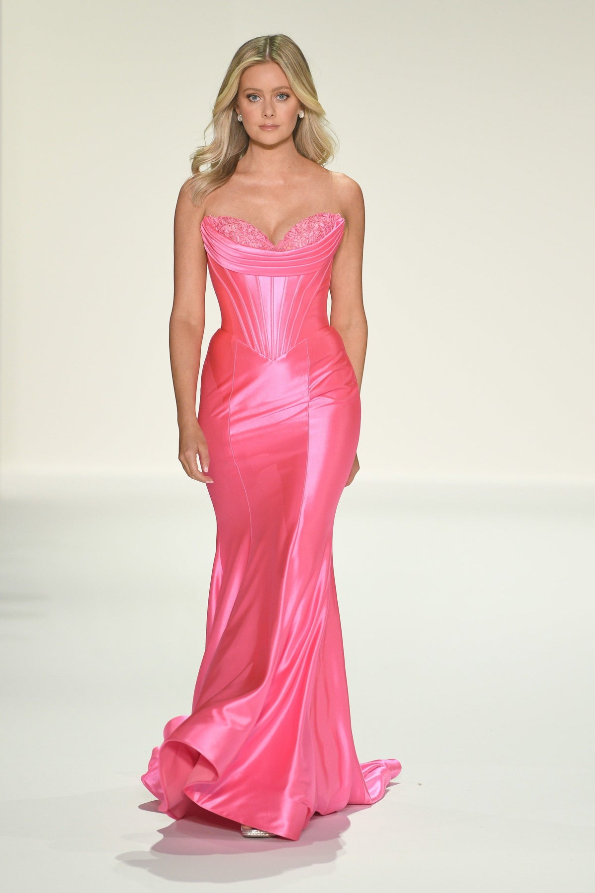 Sherri Hill 57986 strapless fitted stretch satin gown