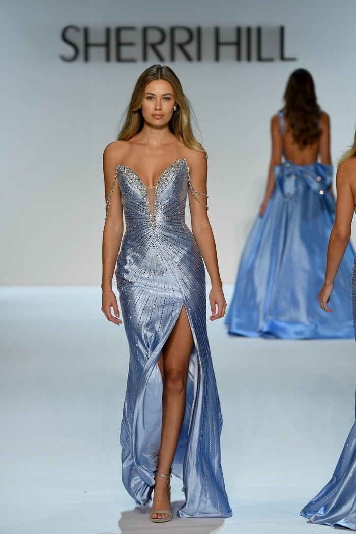 Sherri Hill 58213 off-the-shoulder hot fix deep V gown