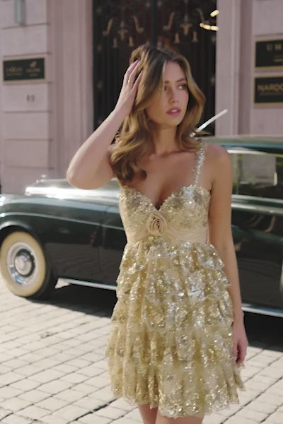 Sherri Hill 56582 baby doll sequin lace cocktail dress video