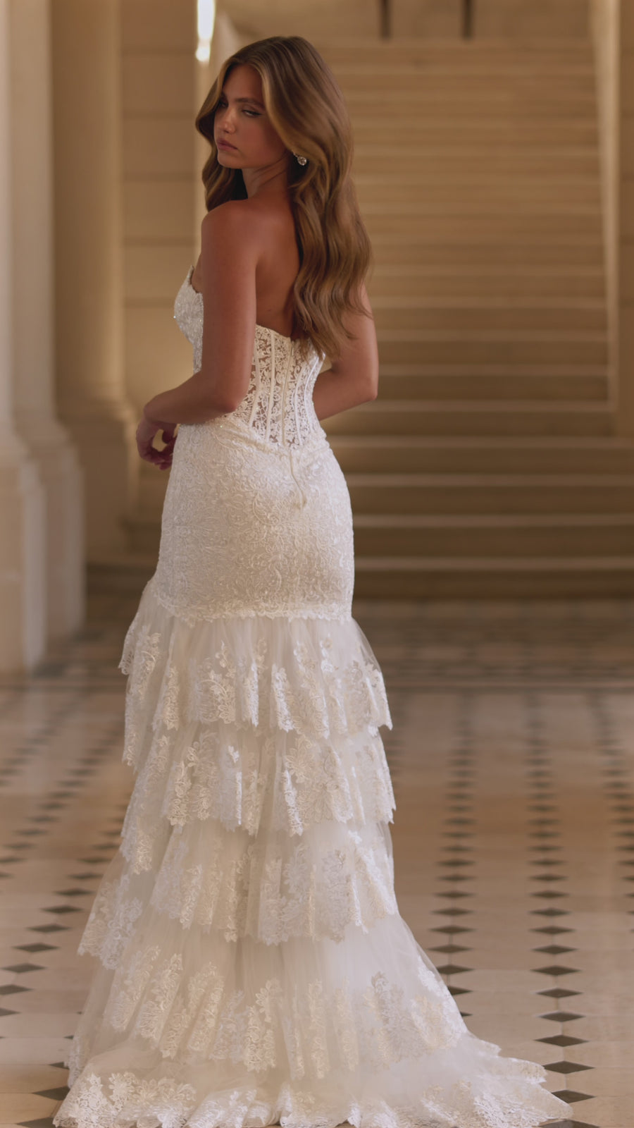 Sherri Hill style 57646 in blush, Strapless Lace Mermaid Gown