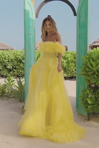 Sherri Hill 56173 tulle A-line off the shoulder gown video