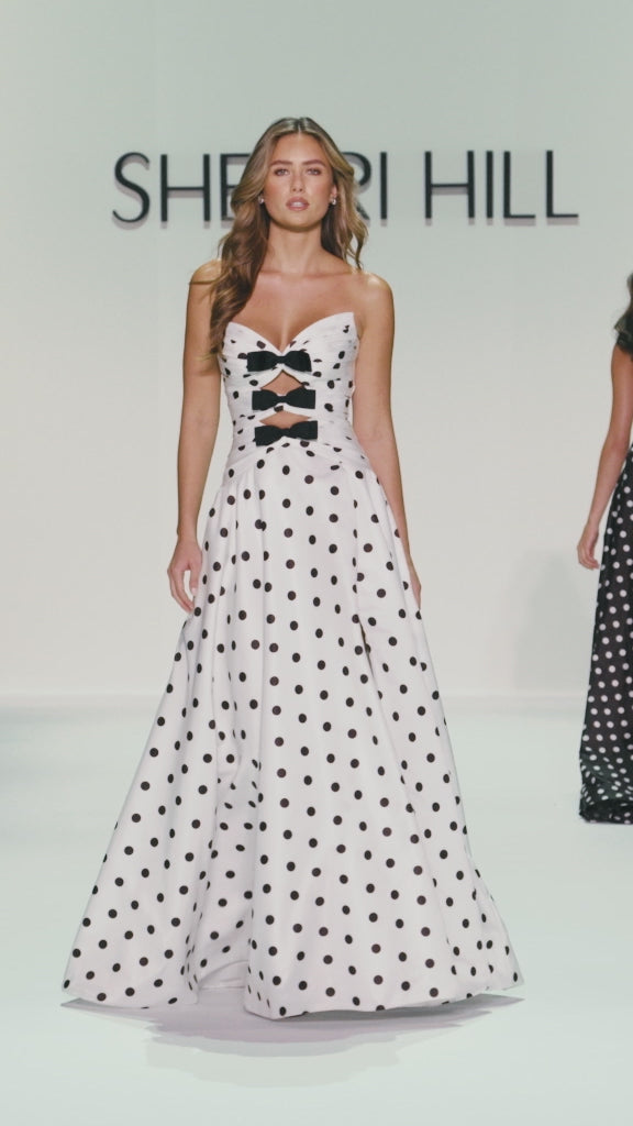 Sherri Hill 57764 taffeta with bow bodice and slit skirt video