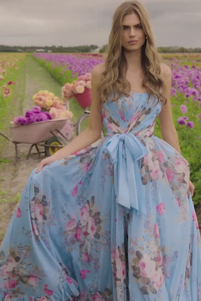 Sherri Hill 56234 | Strapless Floral Print A-Line Gown