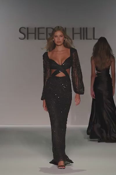 Sherri Hill 57081 long sleeve fitted beaded gown video