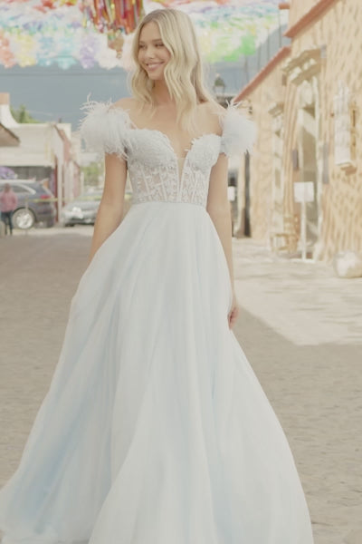 Sherri Hill 55546 leaf lace A-line chiffon gown video