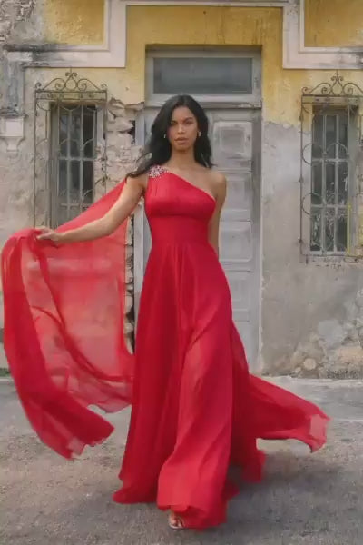Sherri Hill 55006 | One Shoulder Chiffon Gown