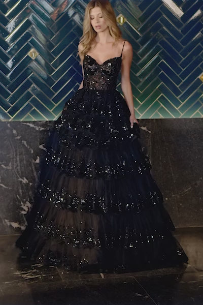 Sherri Hill 55925 tulle sequin A-line ballgown video