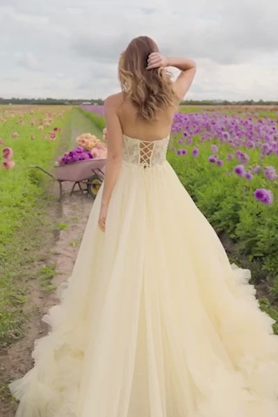 Sherri Hill 56270 | Strapless Leaf Lace Ball Gown