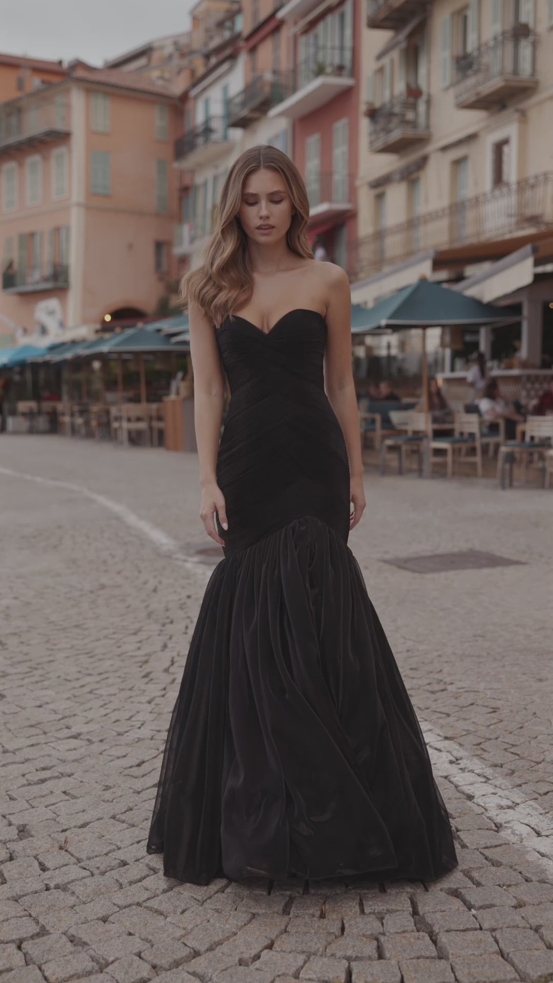 Sherri Hill 57074 | Strapless Mermaid Metallic Mesh Gown