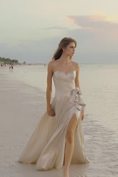 Sherri Hill 56026 strapless pleated metallic gown video