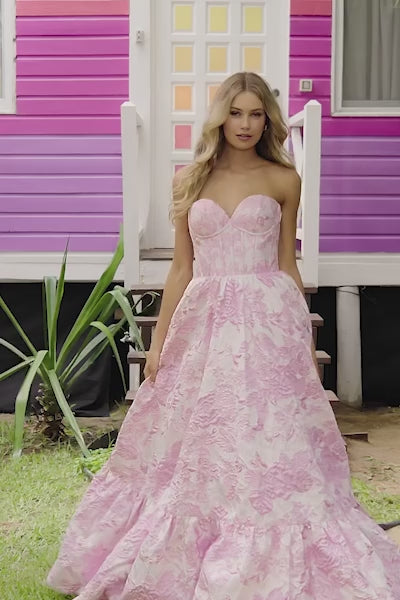 Sherri Hill 56055 | Strapless Brocade Ballgown