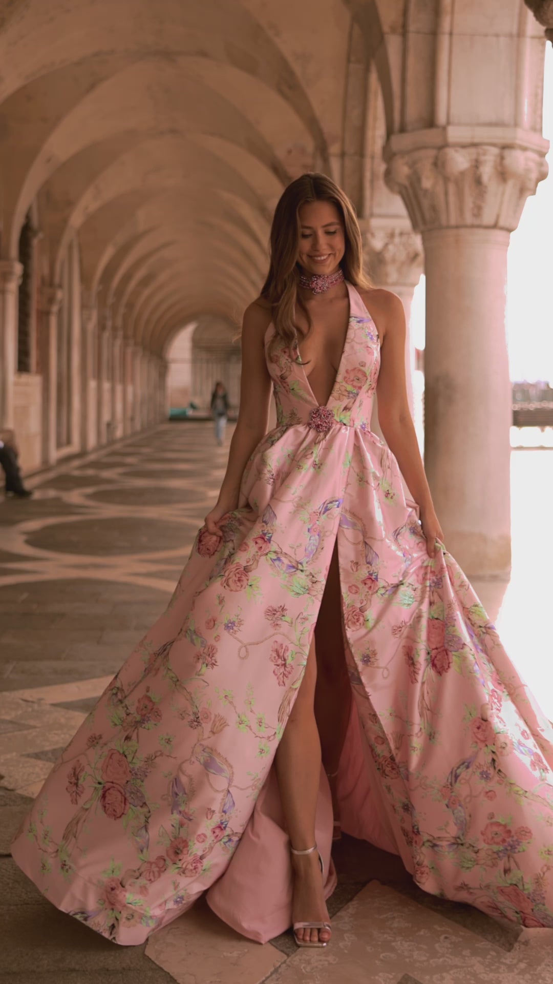 Sherri Hill 57600 | Halter Floral Print Gown