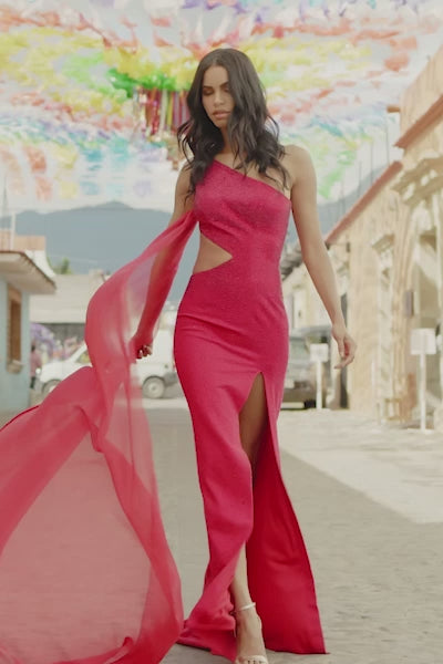 Sherri Hill 55318 | One Shoulder Scuba Dress