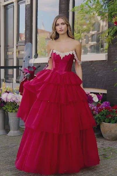 Sherri Hill 56147 off the shoulder ball gown video