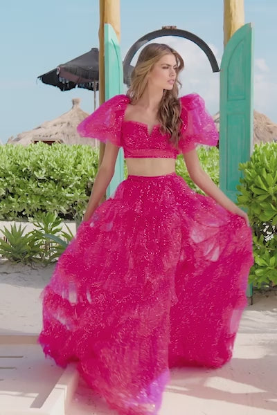 Sherri Hill 55858 two-piece sequin tulle gown video