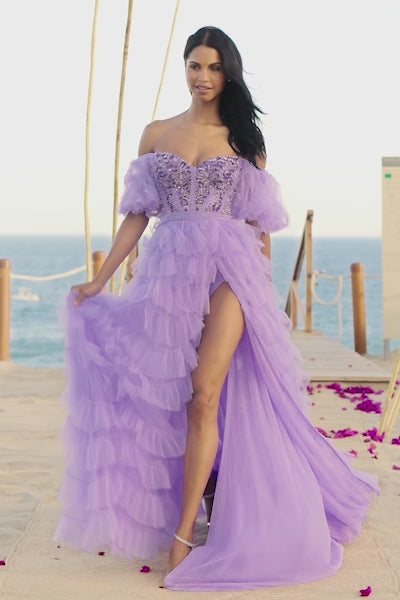Sherri Hill 55949 beaded bodysuit with tulle skirt video