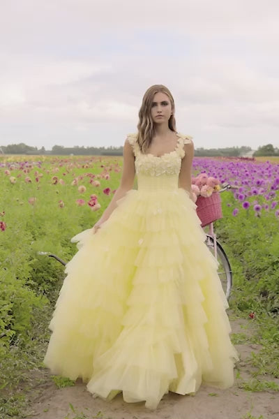 Sherri Hill 56199 off the shoulder 3D floral tulle ballgown video