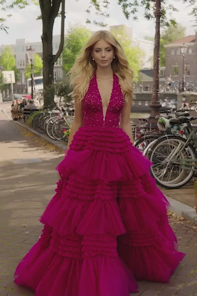 Sherri Hill 56206 lace halter ball gown video