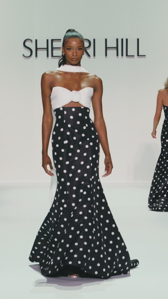 Sherri Hill 57800 fitted taffeta mermaid polkadot gown video