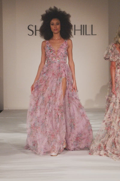 Sherri Hill 55622 floral bodysuit with tulle overskirt video