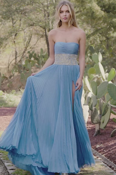 Sherri Hill 55753 strapless pleated chiffon gown video