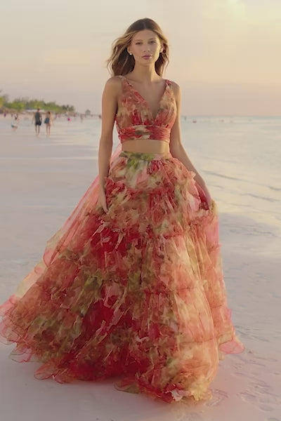 Sherri Hill 56151 floral two piece tulle gown video