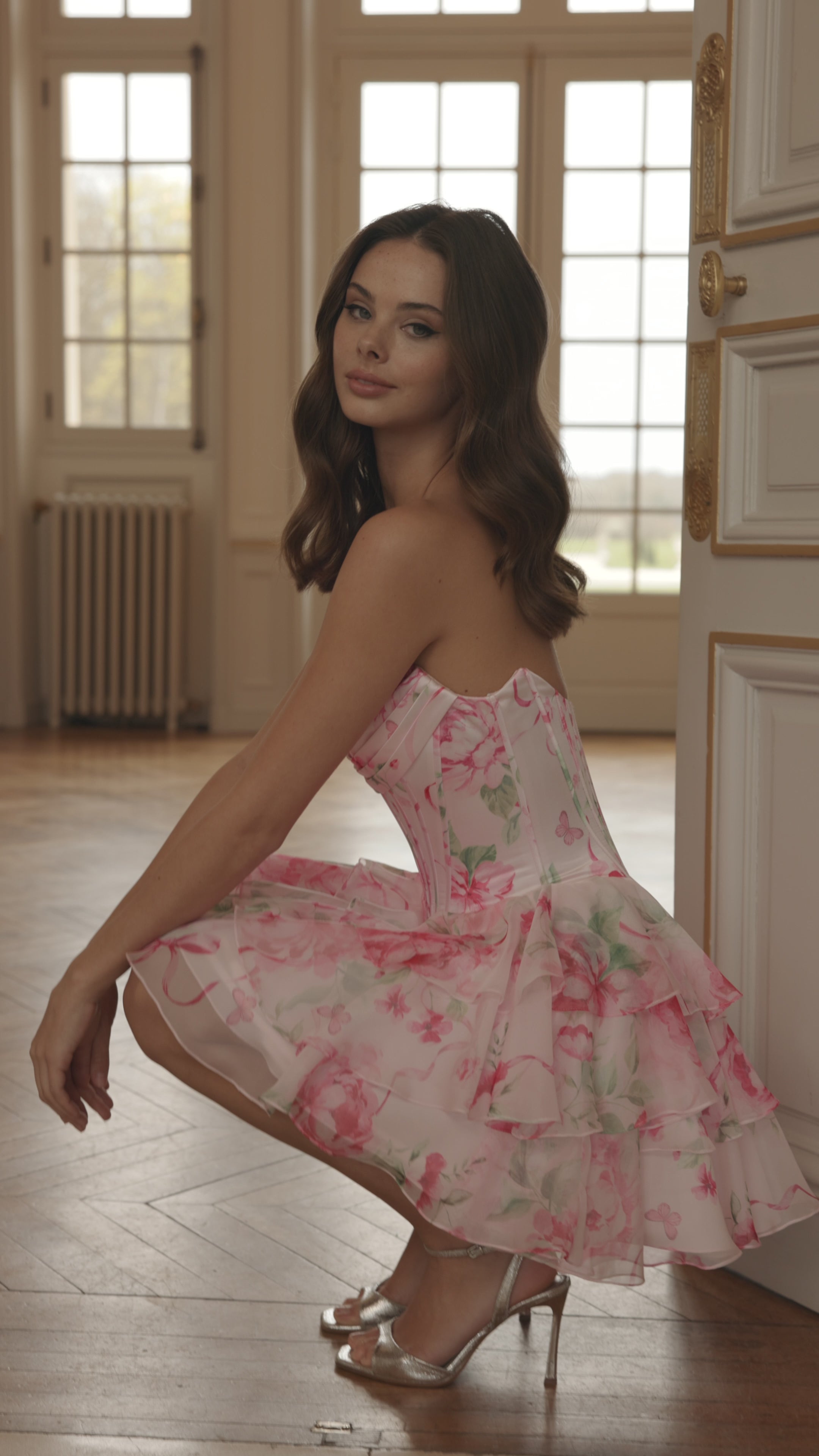 Sherri Hill 58021 | Strapless Floral Cocktail Dress