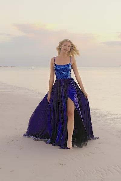 Sherri Hill 56030 metallic A-line gown video