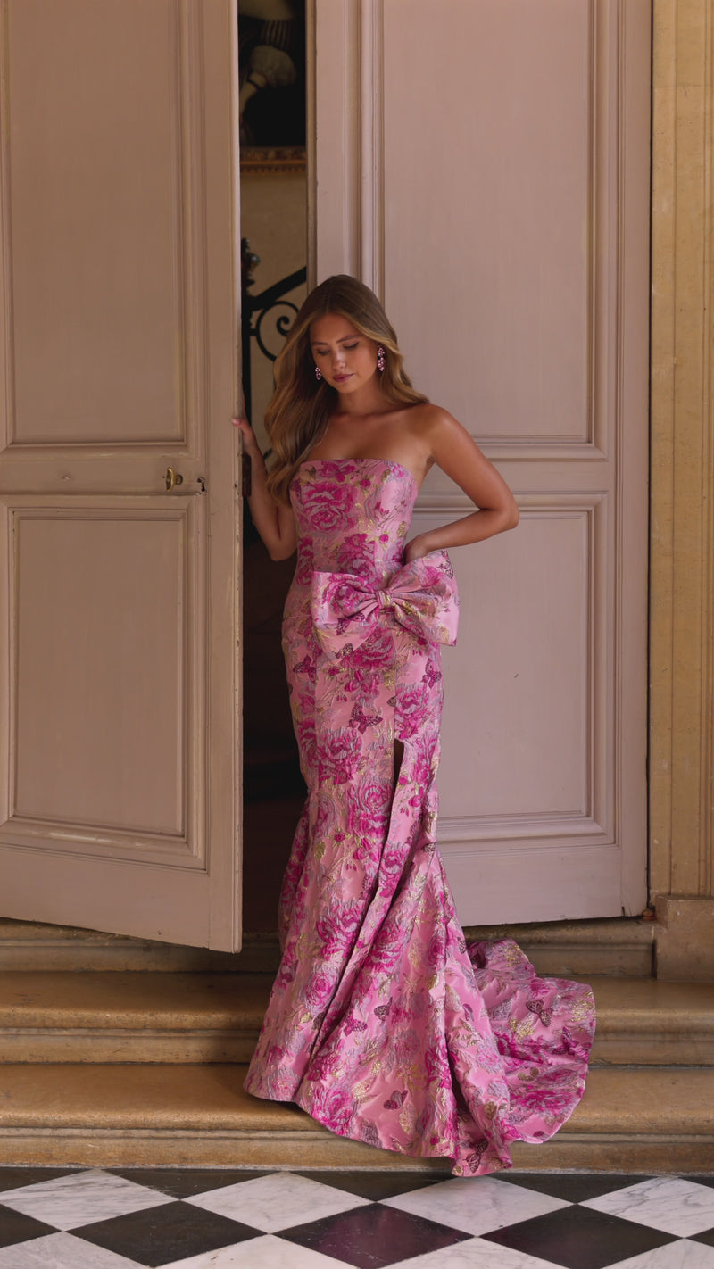 Sherri Hill 57762 | Strapless Brocade Gown