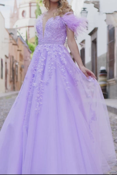 Sherri Hill 55329 lace bodice tulle ball gown with sleeves video