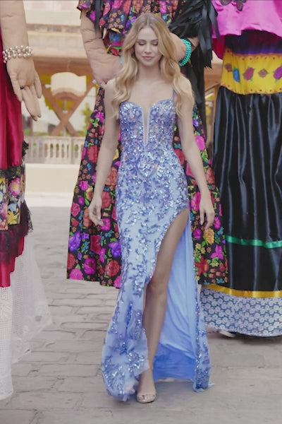 Sherri Hill 55289 beaded corset gown with deep V neckline video