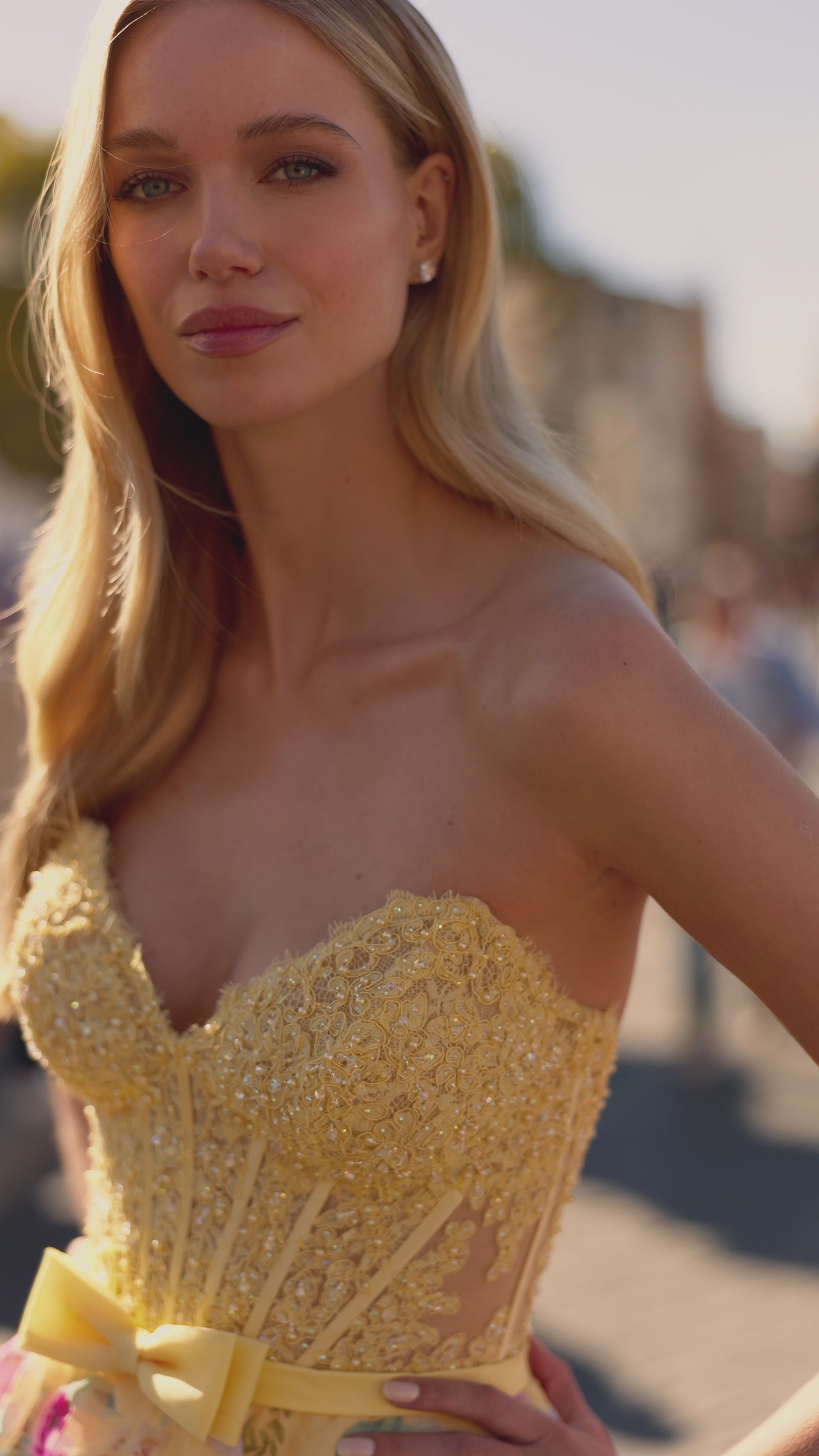 Sherri Hill 57909 | Strapless Floral Gown