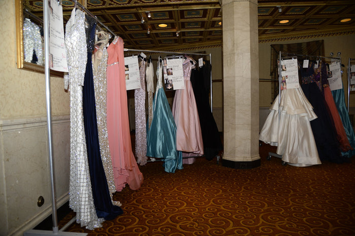 The racks of gowns lined up backstage at Gotham Hall