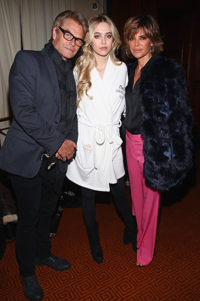 Model Delilah Belle Hamlin with Harry Hamlin and Lisa Rinna on the step-and-repeat