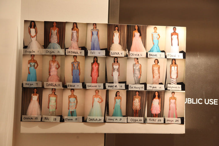 The look board backstage, every exit in order