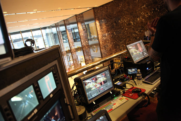 The camera desk backstage