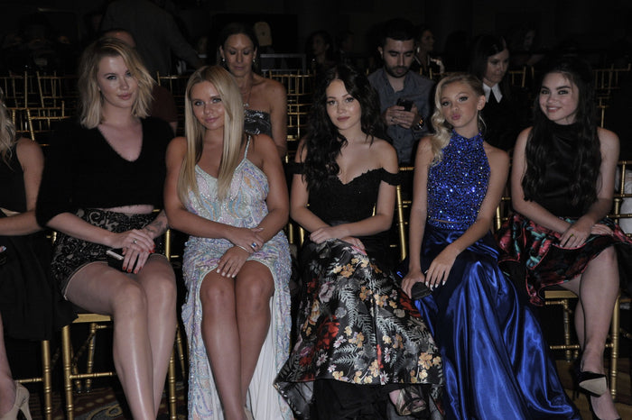 Ireland Baldwin, Alli Simpson, Kelli Berglund, Jordyn Jones and Landry Bender in the front row before the show