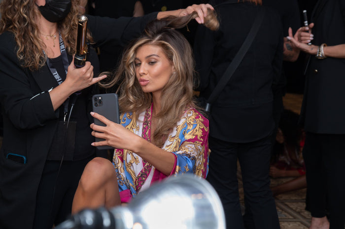 Fiona Briseno backstage at the Sherri Hill Spring 2022 show