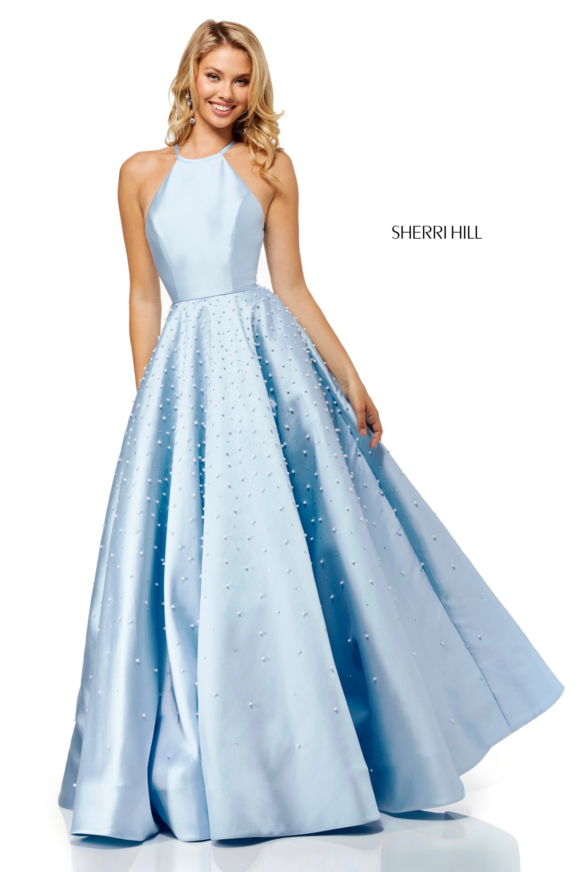 sherri hill light blue long dress