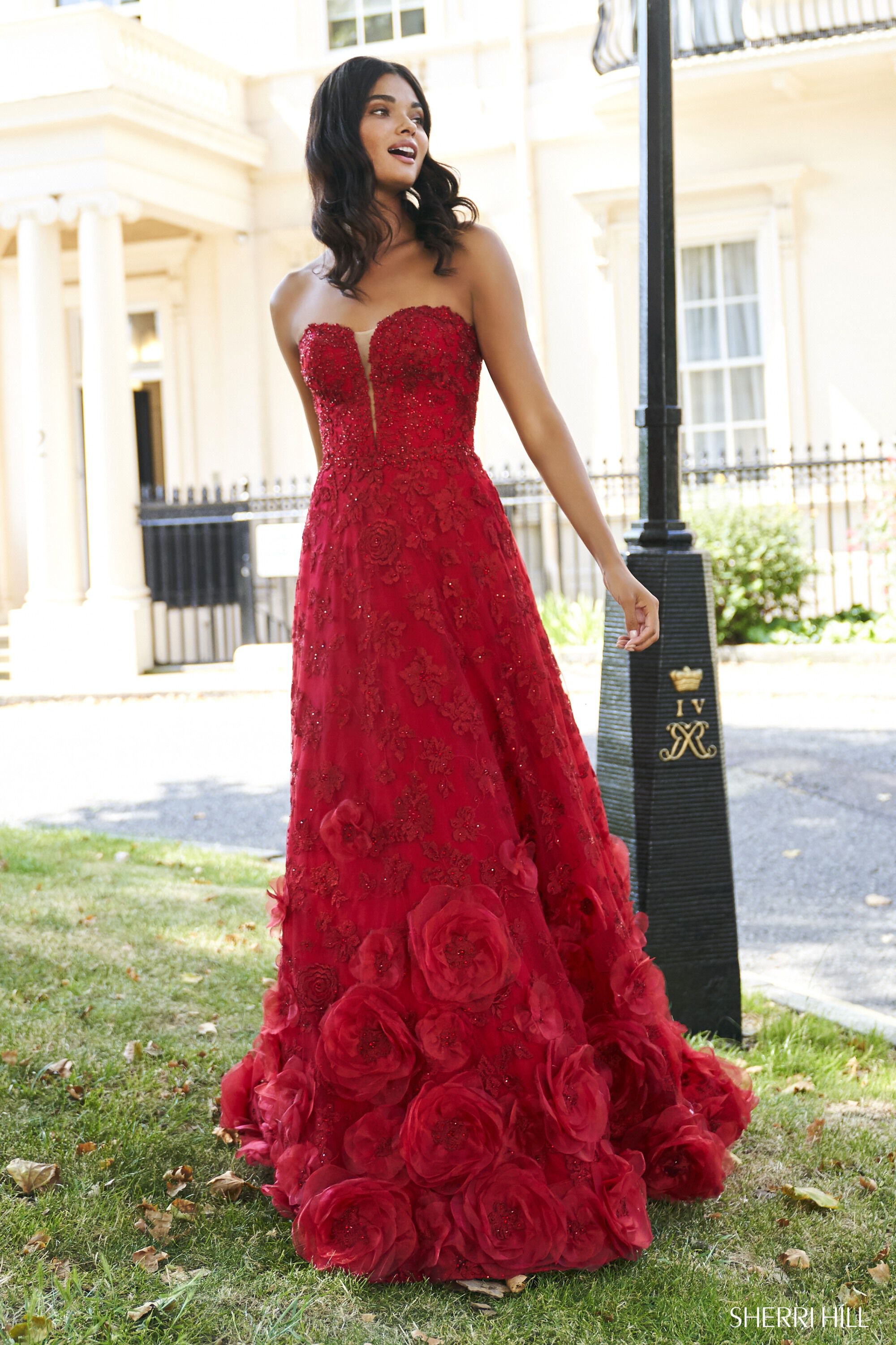 Sherri Hill Red Lace Dress