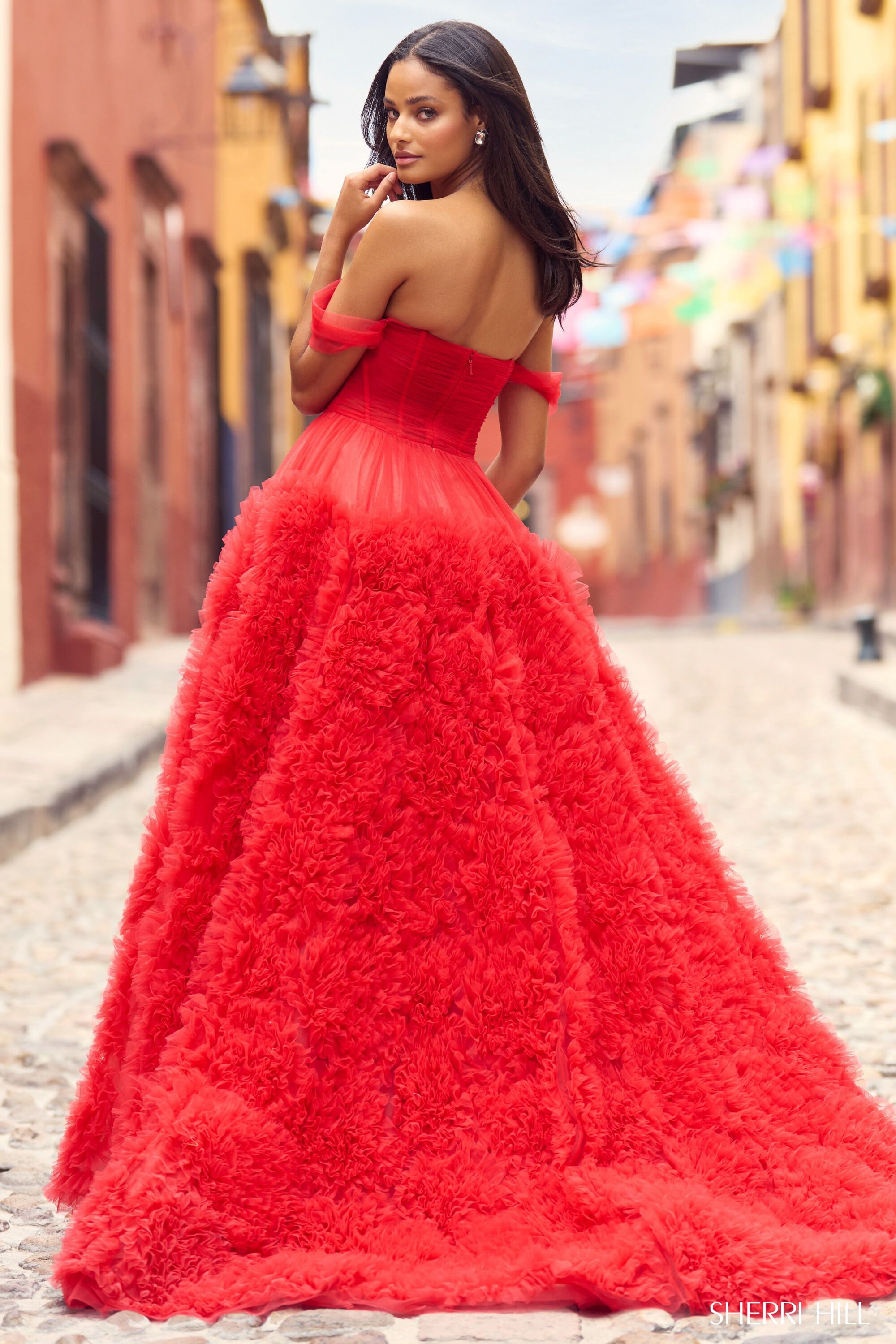 Woman Red Dress Fashion Model In Long Gown Turning Stock Photo - Download  Image Now - iStock
